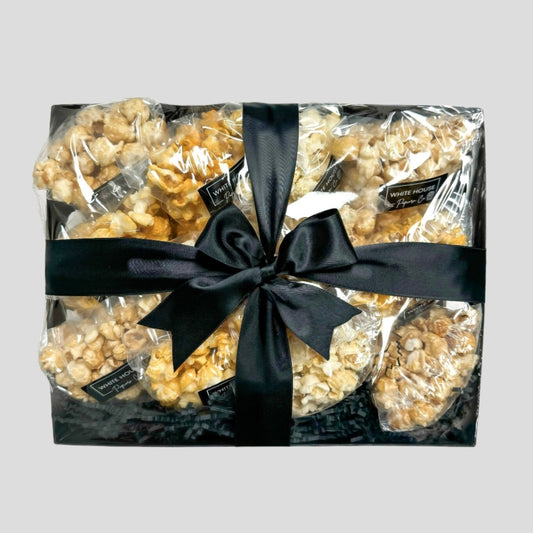 Party Pleaser Popcorn Gift Box. 12 Bag gift box available at Whitehosuepopcorn.com